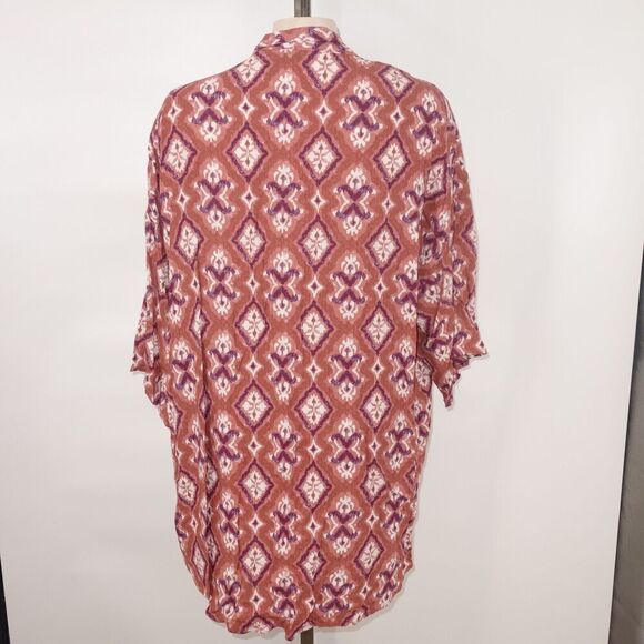 NEW Knox Rose Cognac Paisley Duster Cardigan Kimono Pink Women's Medium/Large - Picture 9 of 10